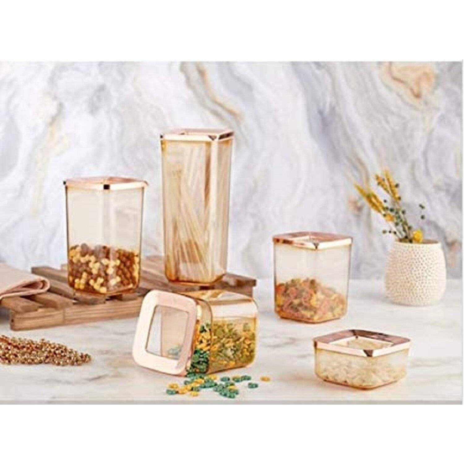 Vip Ahmet Stylisch Lebensmittelbehälter Vorratsdosen Behälter Aufbewahrung 5tlg.Set Kupfer VP-112