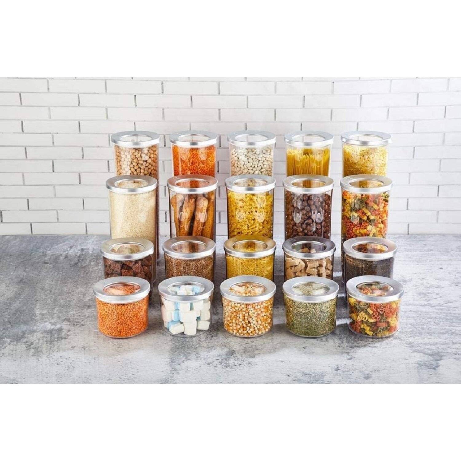 Vip Ahmet 3x 400ml Vorratsbehälter 3tlg Set Rund Lebensmittelbehälter mit Deckel Chrom Transparent