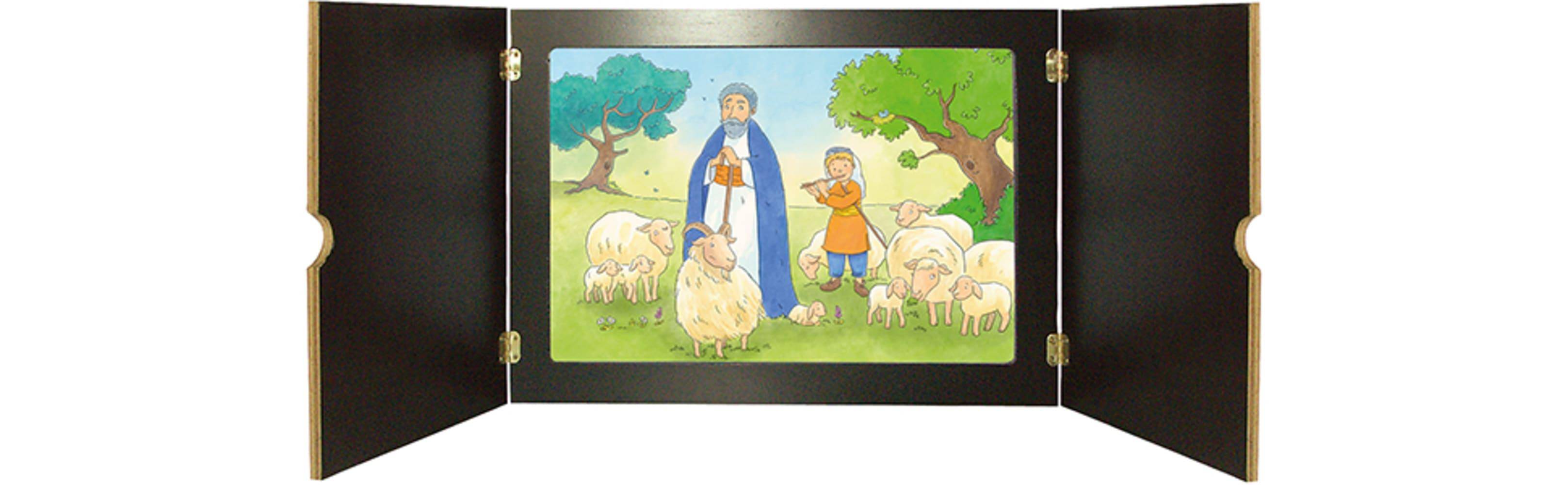 Der Hirte sucht das verlorene Schaf. Kamishibai Bildkartenset. Kamishibai Bildkartenset. 5 Minuten Geschichten aus der Bibel. Bibel mit dem Erzählthe