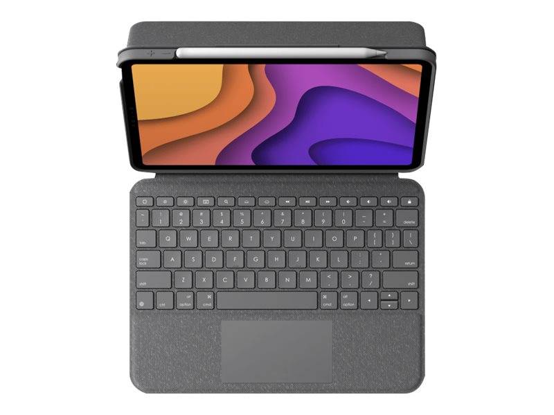 Logitech Folio Touch - Tastatur und Foliohülle - mit Trackpad - hinterleuchtet - Apple Smart connector - AZERTY - Französisch - Oxford Gray - für