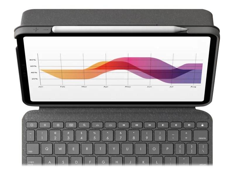 Logitech Folio Touch - Tastatur und Foliohülle - mit Trackpad - hinterleuchtet - Apple Smart connector - AZERTY - Französisch - Oxford Gray - für