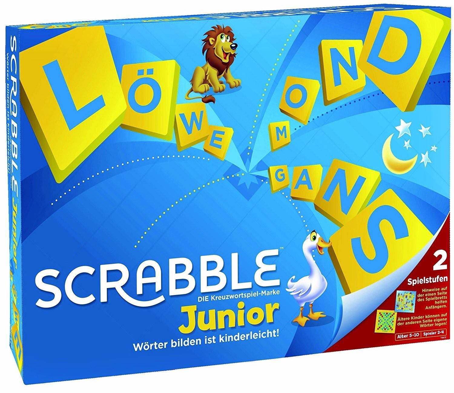 Mattel Y9670 - Scrabble Junior, Wortspiel, Kreuzwortspiel 2 Spielstufen