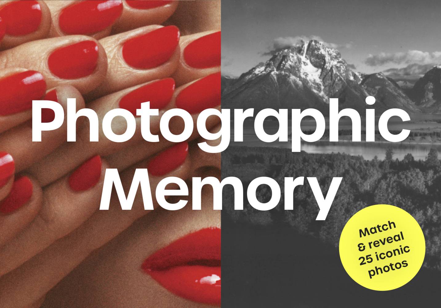 Fotografisches Gedächtnis Ein Memo-Spiel. Finde 25 berühmte Fotos