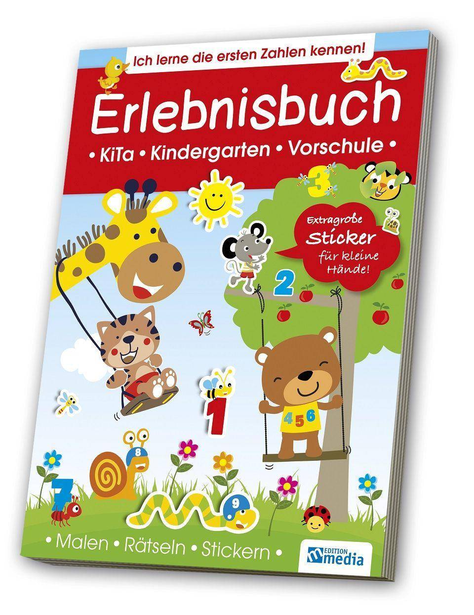 Erlebnisbuch Zahlen Ich lerne erste Zahlen kennnen!. Malen, Rätseln, Stickern. Extragoße Sticker für kleine Hände!