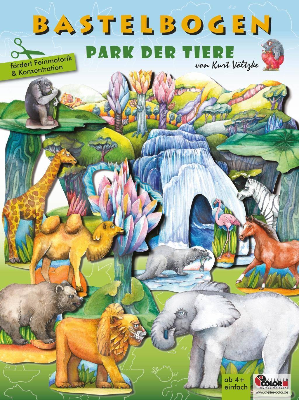 Park der Tiere - Bastelbogen 3d bespielbare Landschaft mit Tieren zum Basteln für Kinder ab 4+. Illustrierte Ausgabe