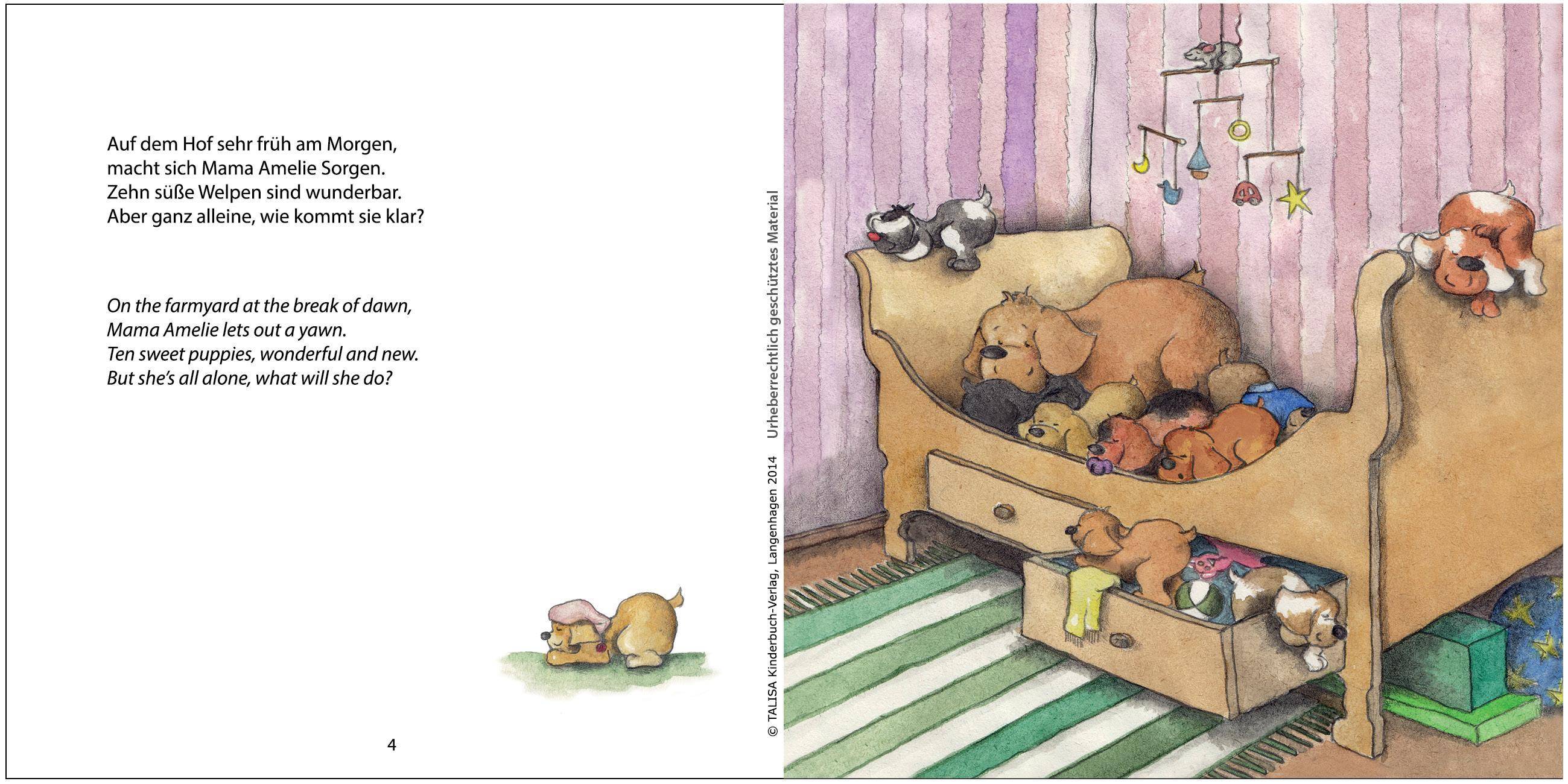 Mama Amelie und das Welpenchaos. Mama Amelie and the Puppy Chaos Eine lustige Geschichte in Reimen, Deutsch-Englisch