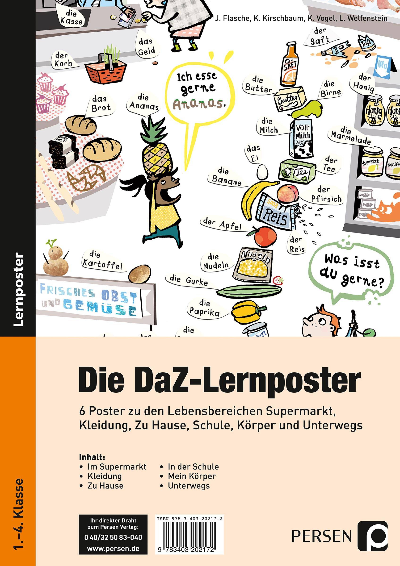 Die DaZ-Lernposter 6 Poster zu den Lebensbereichen Supermarkt, Kleidung, Zu Hause, Schule, Körper und Unterwegs (1. bis 4. Klasse)