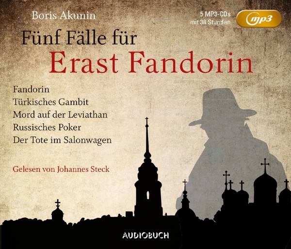 Fünf Fälle für Erast Fandorin, 5 MP3-CDs übersetzt von Andreas Tretner, Renate Reschke und Thomas Reschke, Lesung