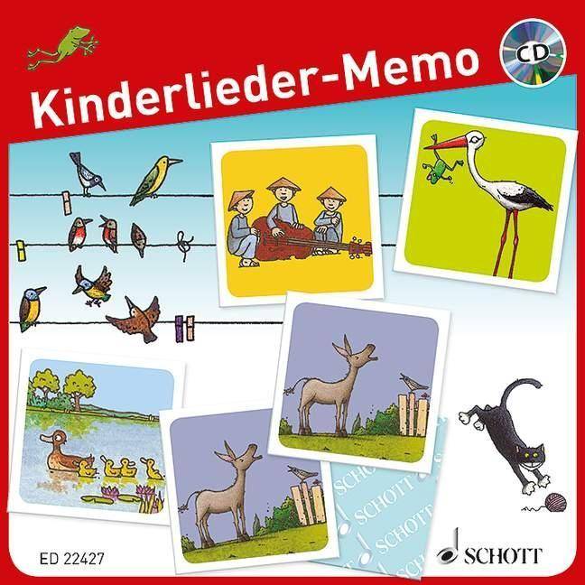 Kinderlieder-Memo (Kinderspiel) + Audio-CD Gedächtnisspiel, Mit CD