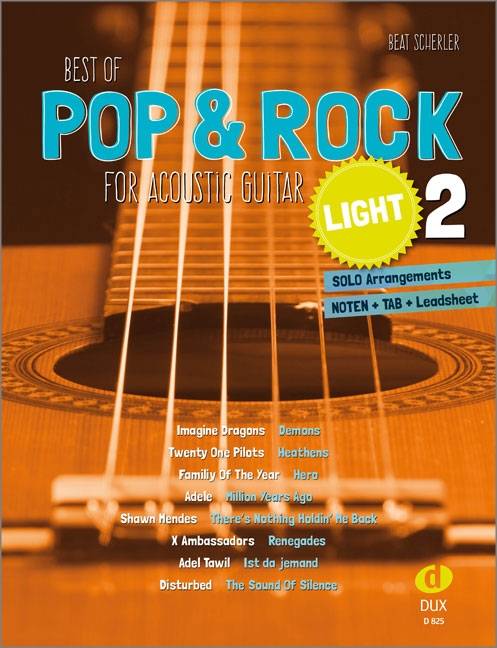 Best of Pop & Rock for Acoustic Guitar light. Vol.2 Solo Arrangements. Noten + TAB + Leadsheet