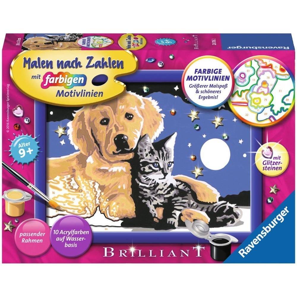 Ravensburger 28016 - Malen nach Zahlen, funkelnder Sternenhimmel Mit Glitzersteinen zum Verzieren!