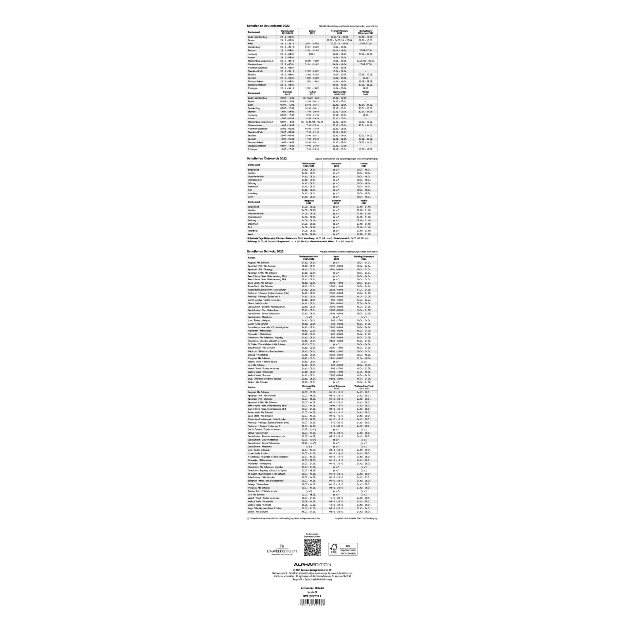ALPHA EDITION Notizkalender XL 102499 1M/1S rot