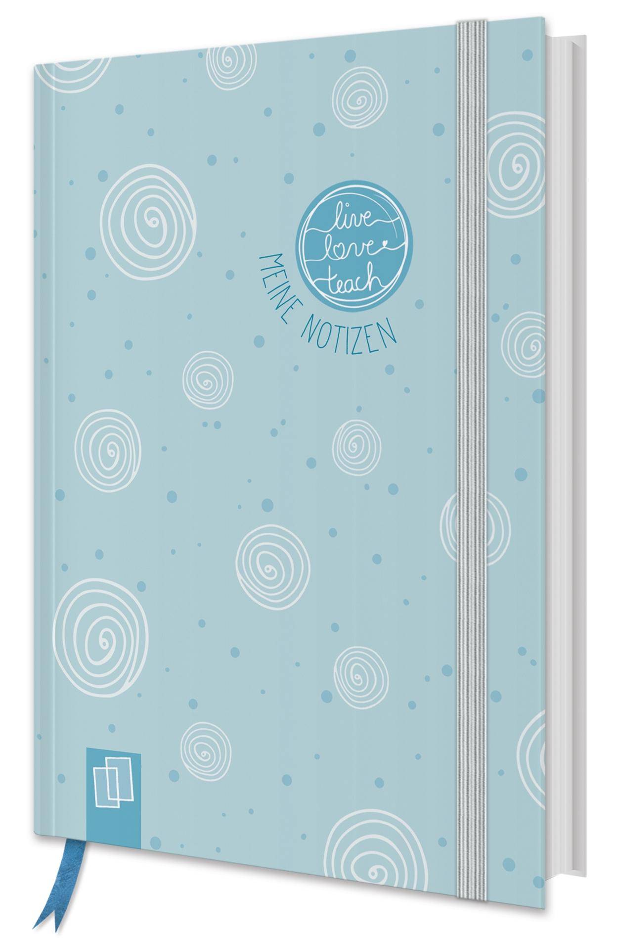 Mein Mini-Notizbuch A6 live - love - teach- Edition Kringel Hardcover, 160 S. mit Punkteraster, Perforation, Lesebändchen und Verschlussgummi