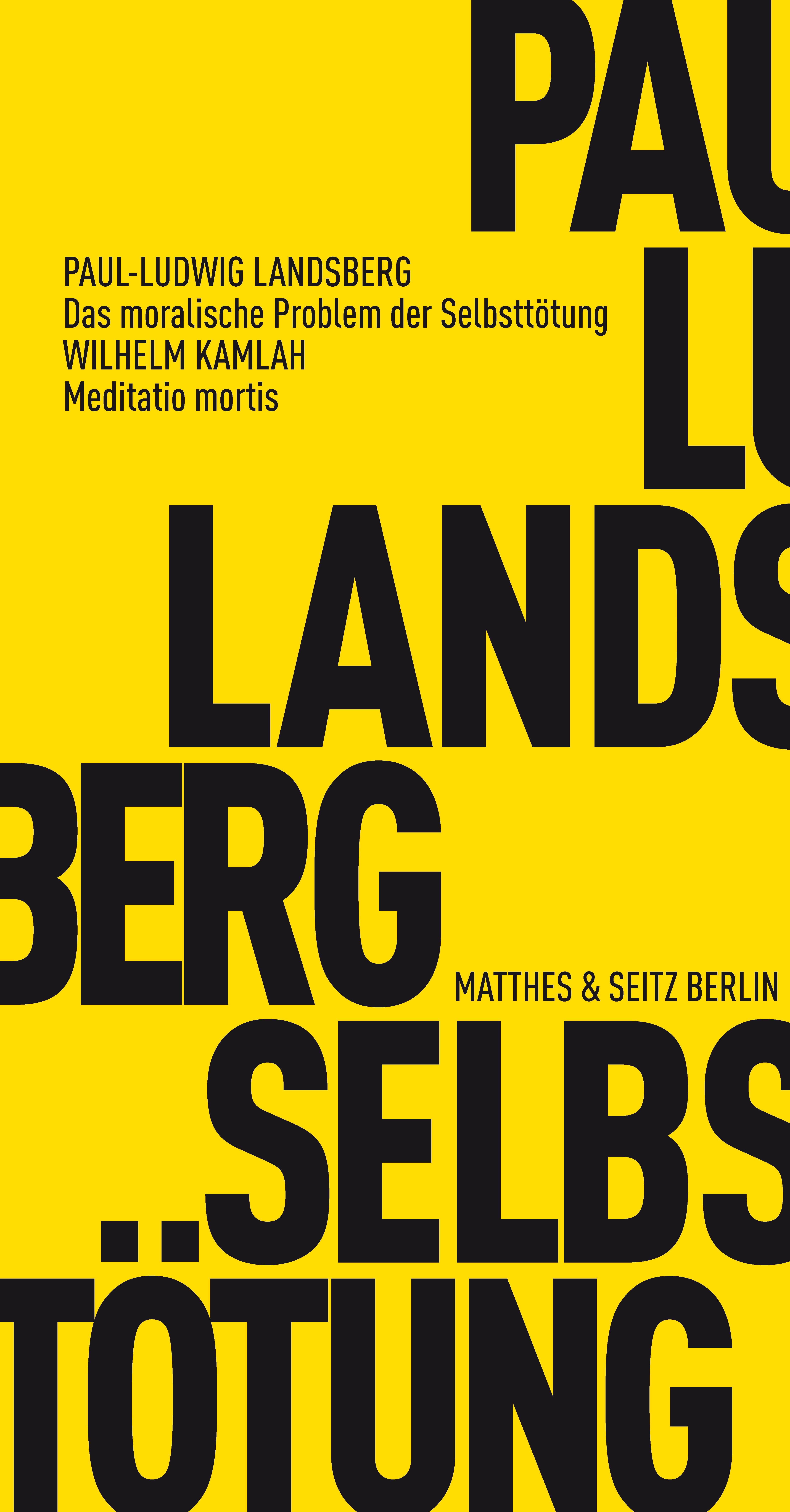 Das moralische Problem der Selbsttötung. Meditatio mortis Meditatio mortis