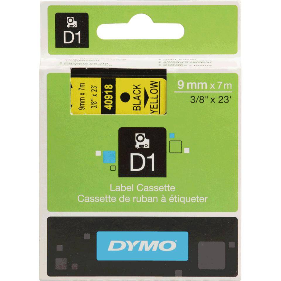 DYMO Schriftbandkassette, Schrift: schwarz, Grund: gelb, Breite 9mm, 7m