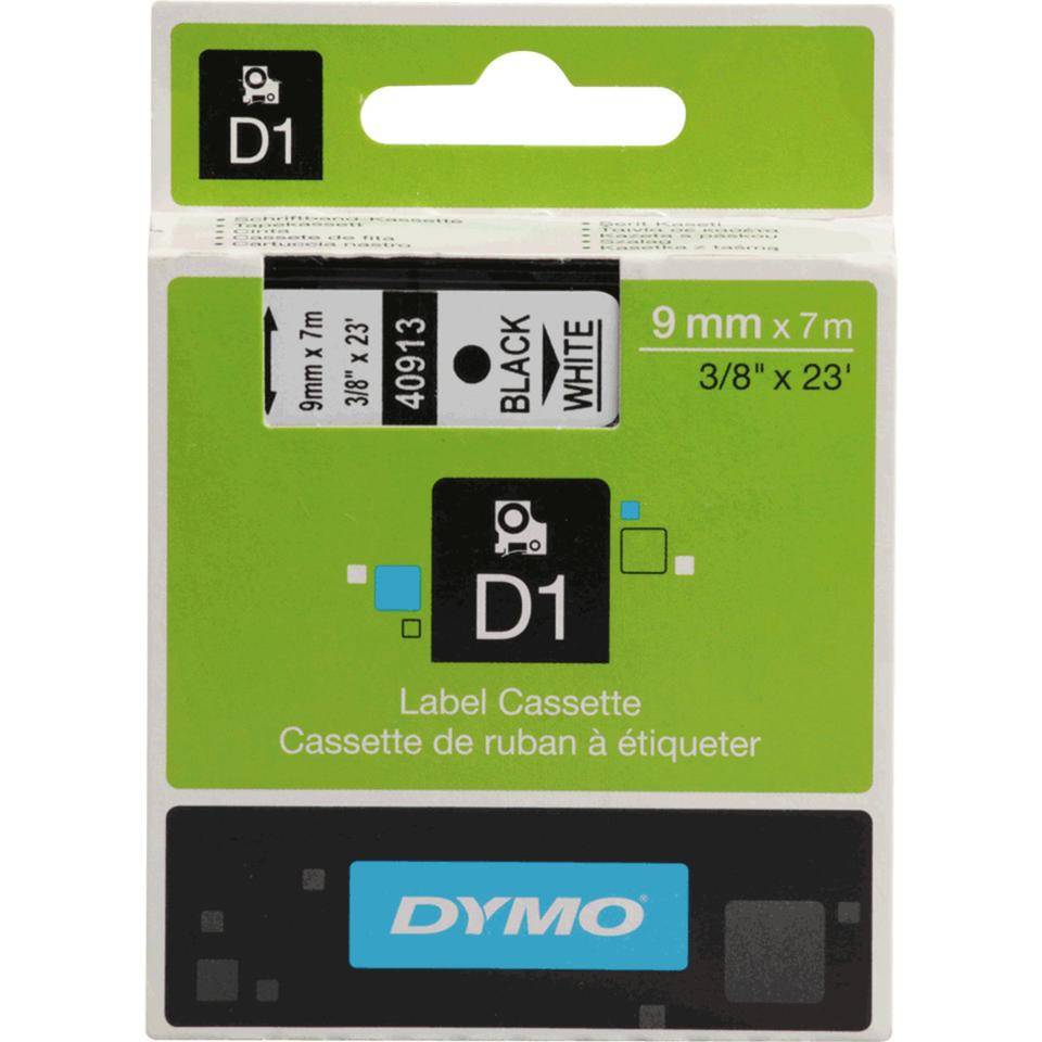 DYMO Schriftbandkassette, Schrift: schwarz, Grund: weiß, Breite 9mm, 7m