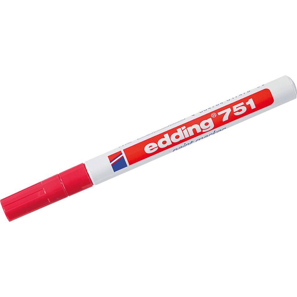 edding Lackmarker 751, wisch- und wasserfest, rot, Strichstärke ca. 2mm, 3/VE