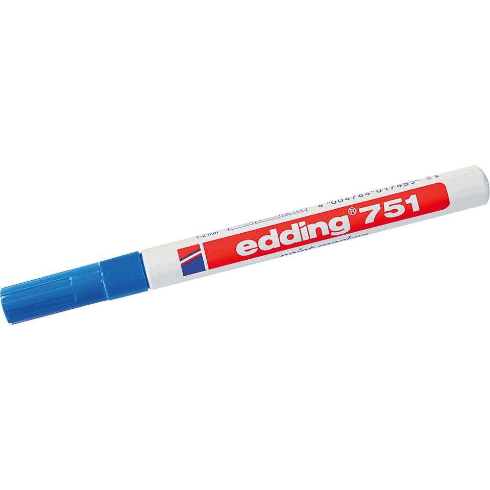 edding Lackmarker 751, wisch- und wasserfest, blau, Strichstärke ca. 2mm, 3/VE
