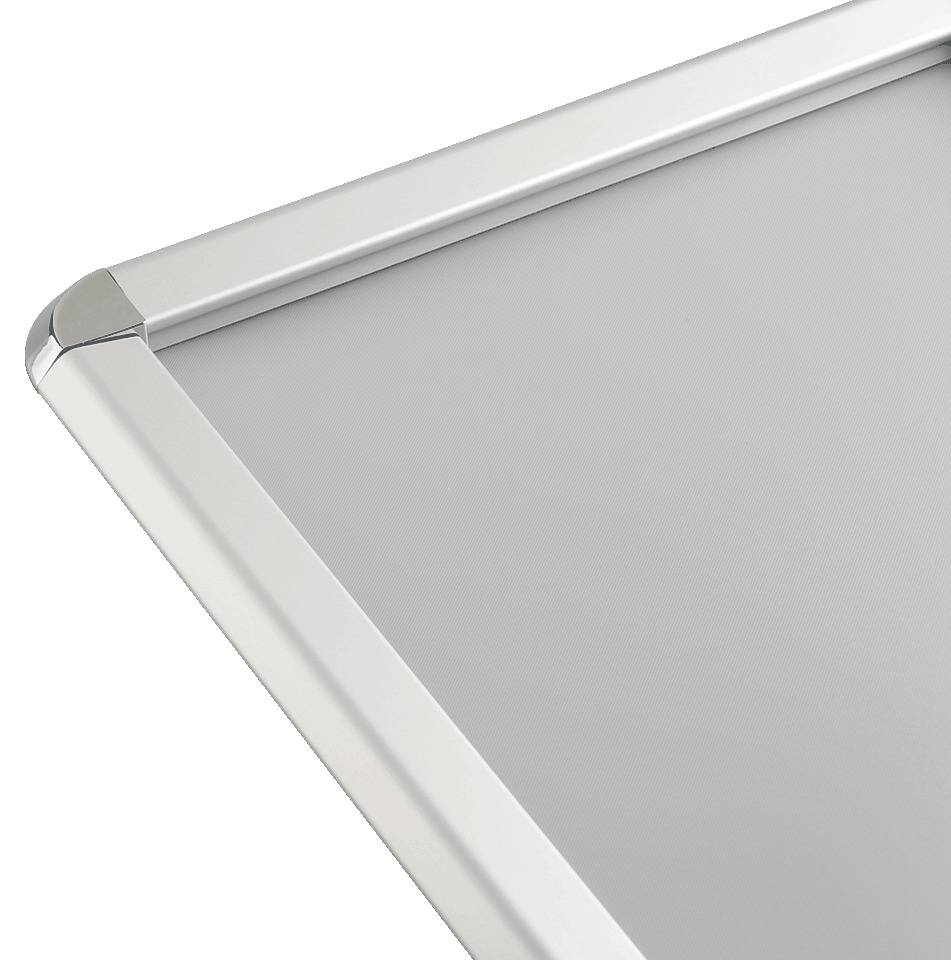 Klapprahmen, mit runden Ecken, silber, Aluminium, Profilbreite 32mm, DIN A2