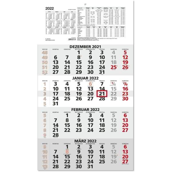 Viermonatskalender 959 rot 2022 33x59cm