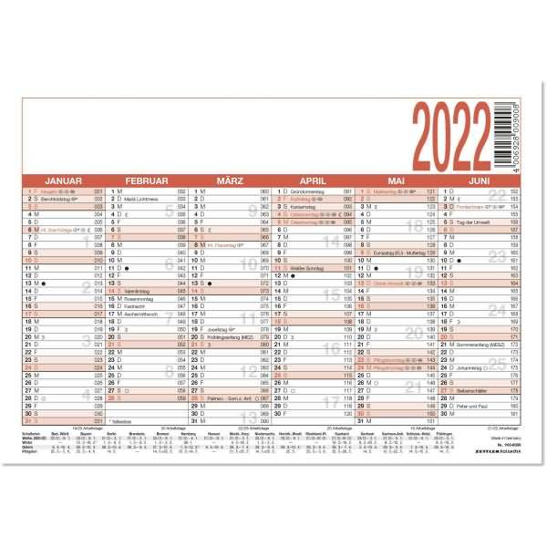Arbeitstagekalender 900 A6 2022 14,8x10,5cm