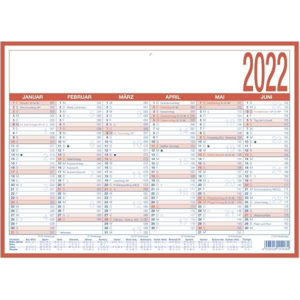 Arbeitstagekalender 908 kaschiert A4 2022 29,7x21cm