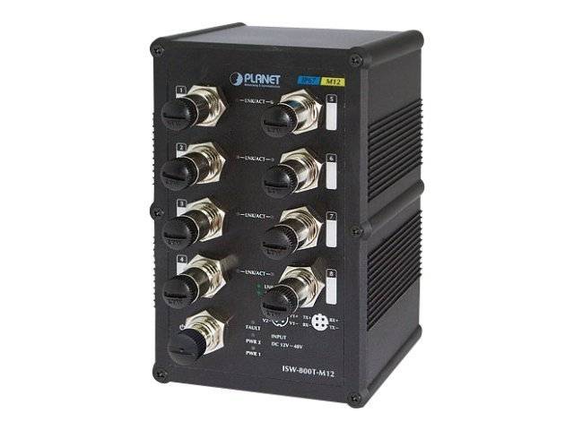 PLANET ISW-800T-M12 - Switch - 8 x 10/100 - an DIN-Schiene montierbar, wandmontierbar