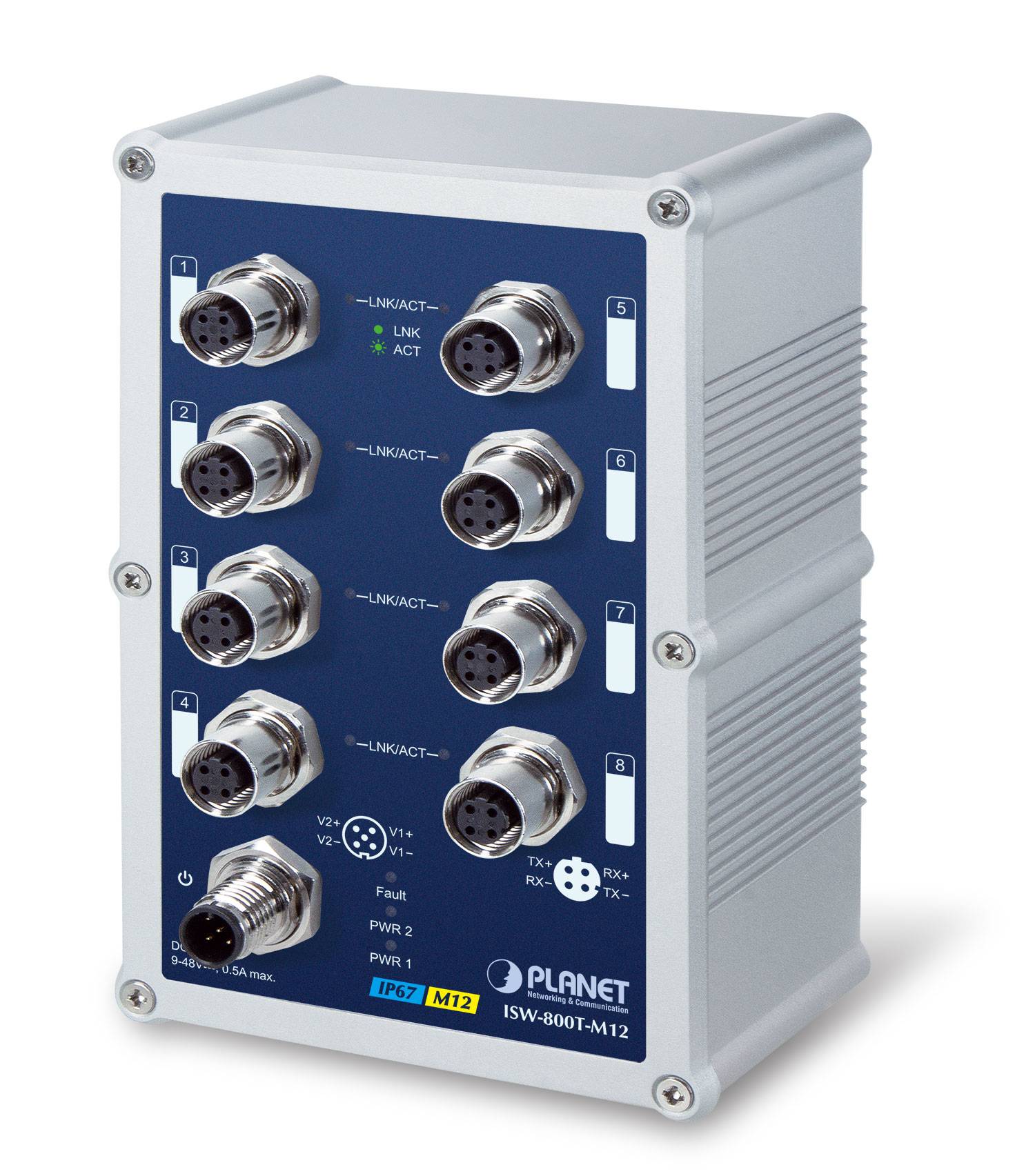 PLANET ISW-800T-M12 - Switch - 8 x 10/100 - an DIN-Schiene montierbar, wandmontierbar