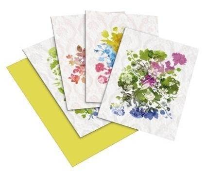 Shakespeares Gärten - Grußkarten-Set Grußkartenset, 8 Doppelkarten mit farbigem Umschlag, 4 Motive