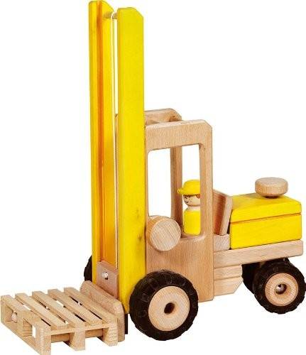 Goki 55938 - Gabelstapler Spielzeug 36 x 17,5 x 39 cm, Holz, 1 Palette, per Stück