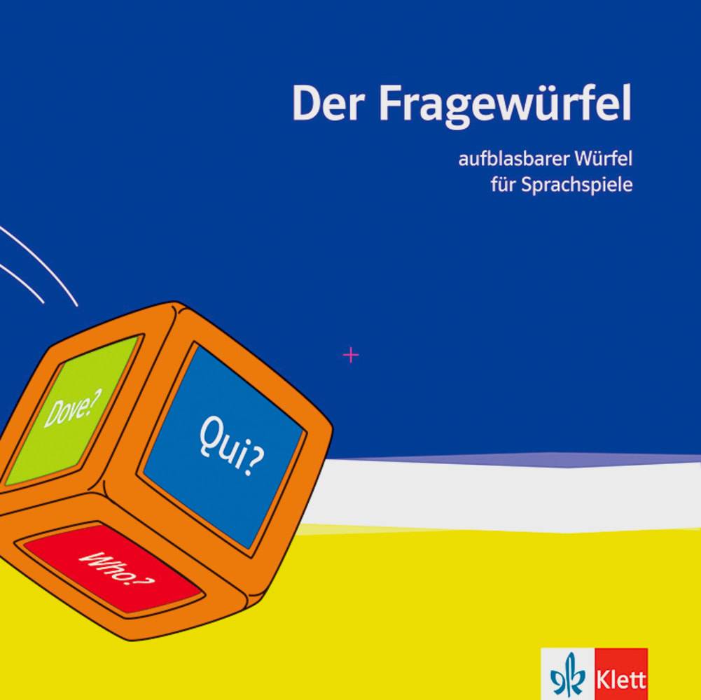 Der Fragewürfel Aufblasbarer Würfel für Sprachspiele (Englisch, Französisch, Spanisch, Italienisch, Russisch und Latein). Würfel, Fragekarten, In