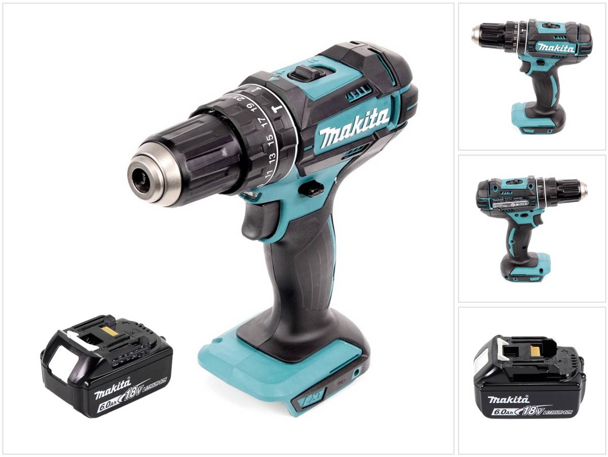 Makita DHP 482 G1 Akku Schlagbohrschrauber 18 V 62 Nm + 1x Akku 6,0 Ah - ohne Ladegerät