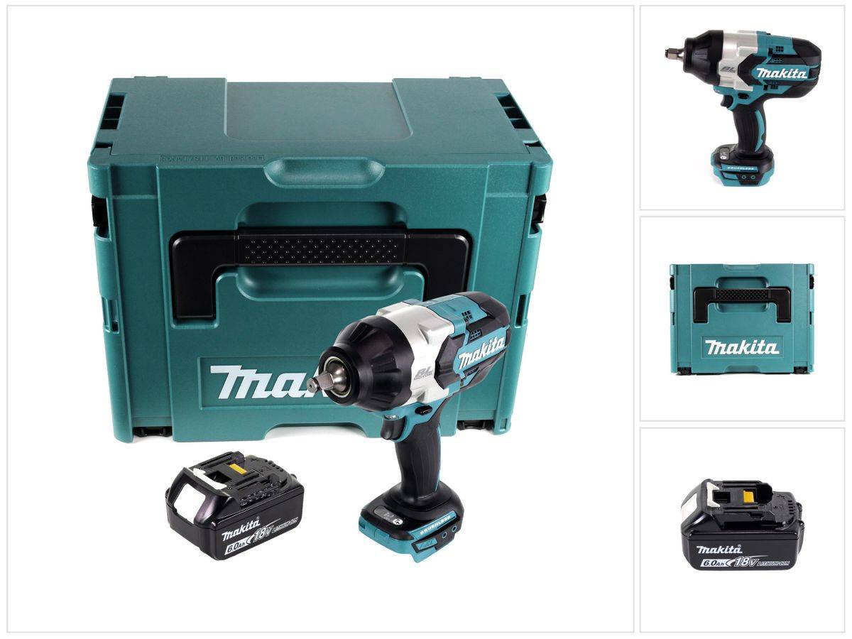 Makita DTW 1002 G1J Akku Schlagschrauber 18 V 1000 Nm 1/2“ Brushless + 1x Akku 6,0 Ah + Makpac - ohne Ladegerät