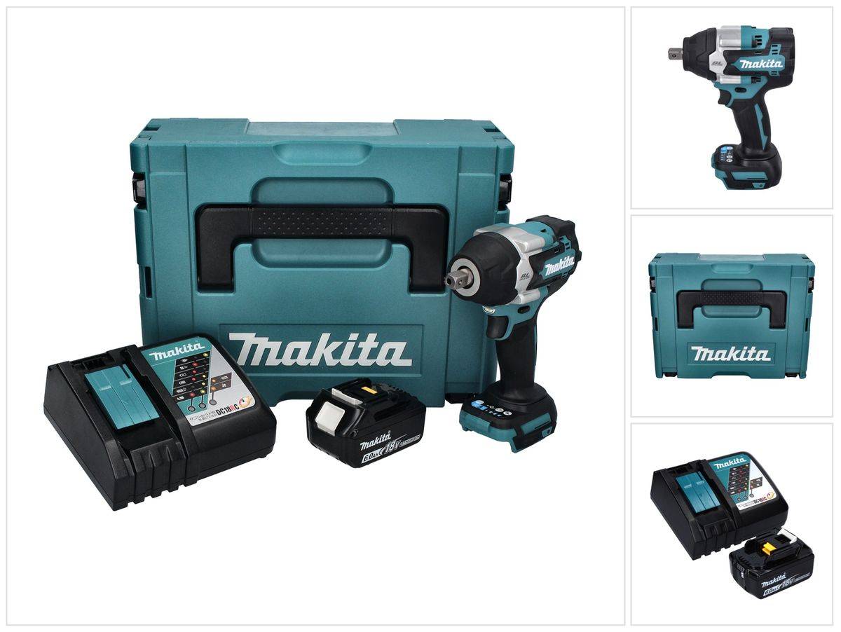 Makita DTW 701 RG1J Akku Schlagschrauber 18 V 700 Nm 1/2" XPT Brushless + 1x Akku 6,0 Ah + Ladegerät + Makpac