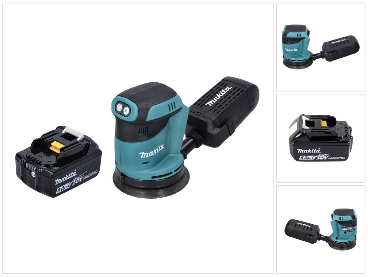 Makita DBO 180 G1 Akku Exzenterschleifer 18 V 125 mm + 1x Akku 6,0 Ah - ohne Ladegerät