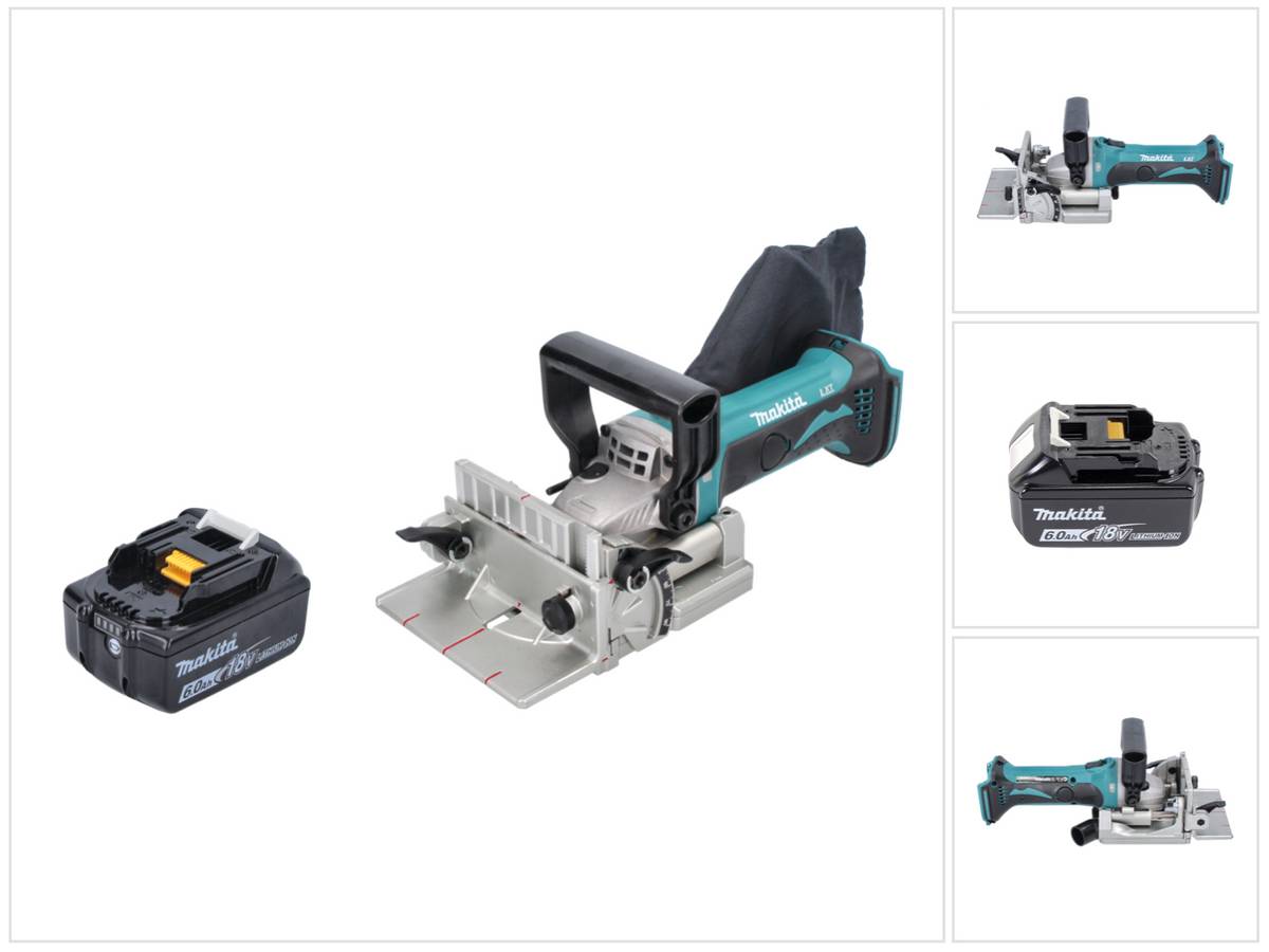 Makita DPJ 180 G1 Akku Nutfräse 18 V 100 mm + 1x Akku 6,0 Ah - ohne Ladegerät