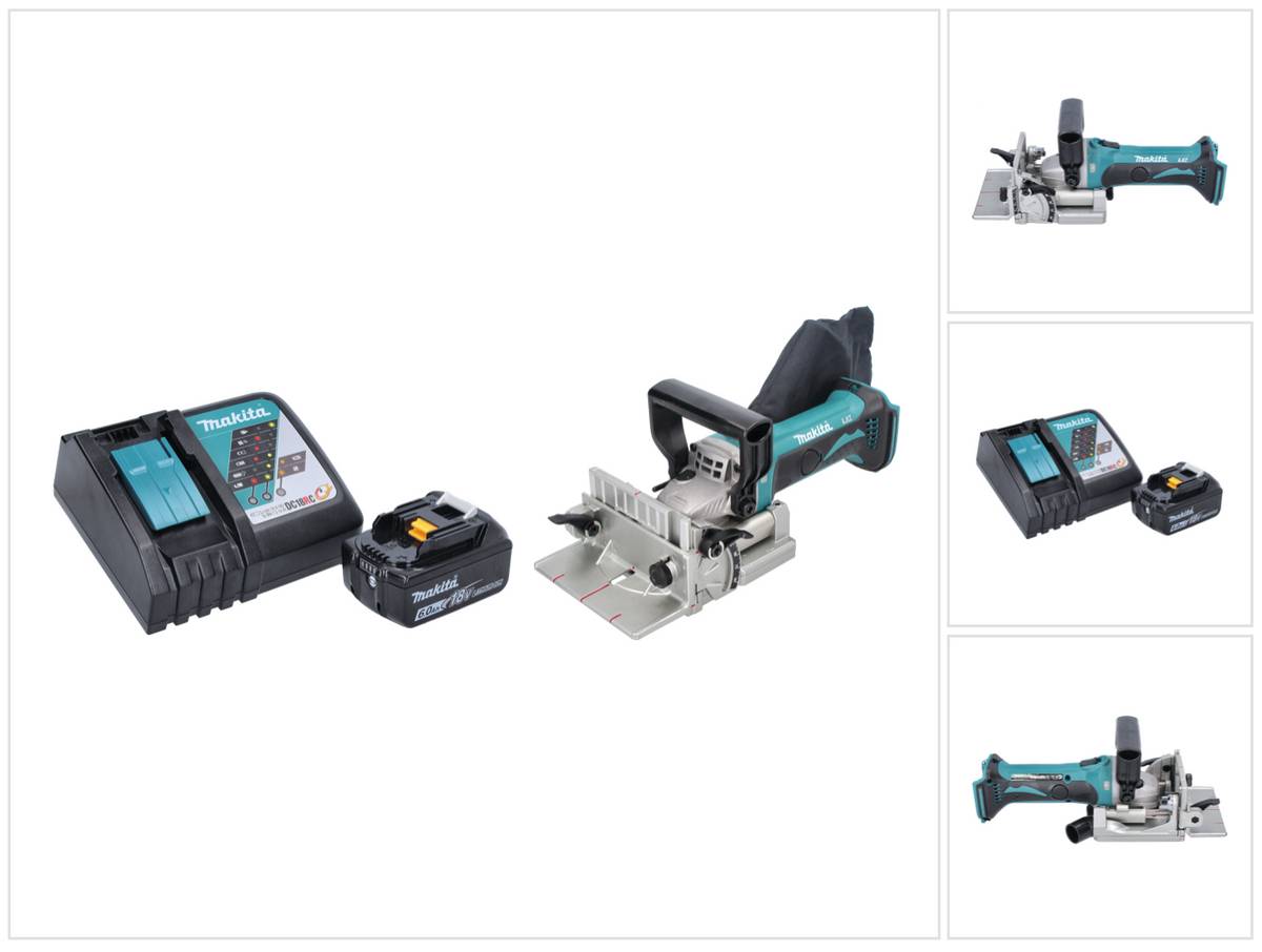 Makita DPJ 180 RG1 Akku Nutfräse 18 V 100 mm + 1x Akku 6,0 Ah + Ladegerät
