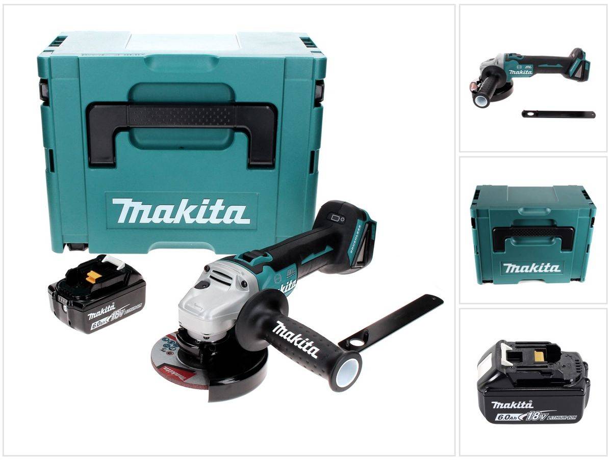Makita DGA 506 G1J Akku Winkelschleifer 18 V 125 mm Brushless + 1x Akku 6,0 Ah + Makpac - ohne Ladegerät