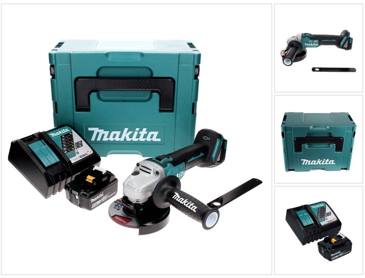 Makita DGA 506 RG1J Akku Winkelschleifer 18 V 125 mm Brushless + 1x Akku 6,0 Ah + Ladegerät + Makpac