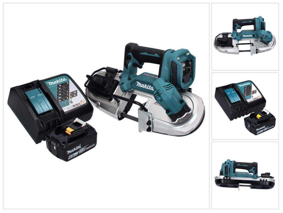 Makita DPB 183 RG1 Akku Bandsäge 18 V 66 mm Brushless + 1x Akku 6,0 Ah + Ladegerät
