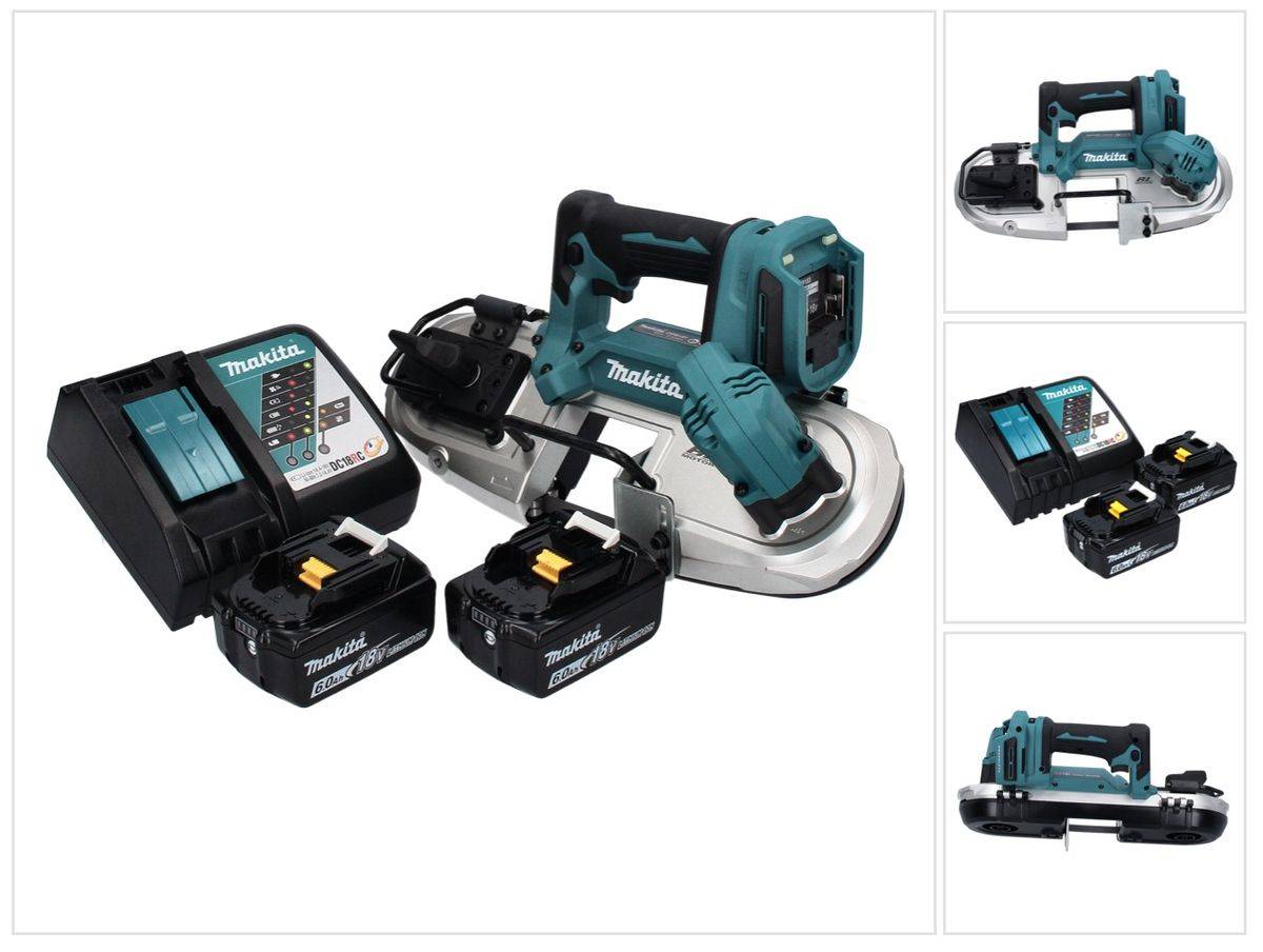 Makita DPB 183 RG Akku Bandsäge 18 V 66 mm Brushless + 2x Akku 6,0 Ah + Ladegerät