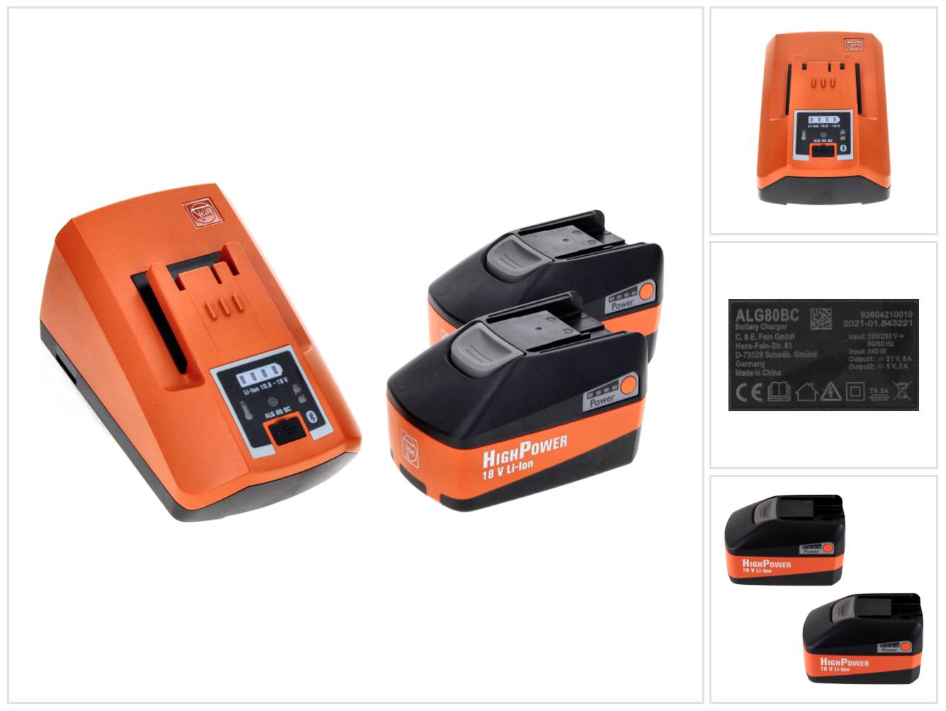 FEIN Highpower Akku Starter Set 18 V 2x Akku 5,2 Ah + ALG 80 BC Ladegerät ( 92604325010 )