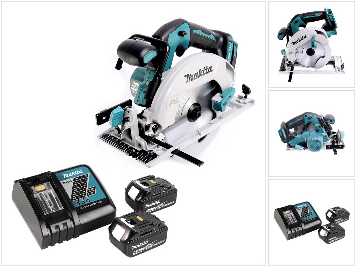 Makita DHS 680 RG Akku Handkreissäge 18 V 165 mm Brushless + 2x Akku 6,0 Ah + Ladegerät