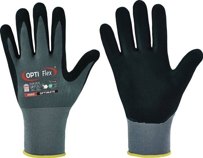 Handschuh OPTIMATE Gr.8 grau/schwarz EN 420/EN 388 PSA II OPTIFLEX