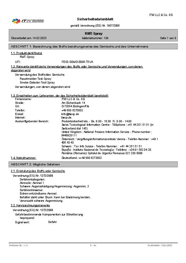 Rauchmeldertestspray RMT 200ml Spraydose CRAMOLIN