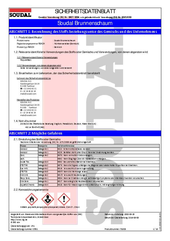 Brunnenschaum 750ml Pistolenschaum(MDI)