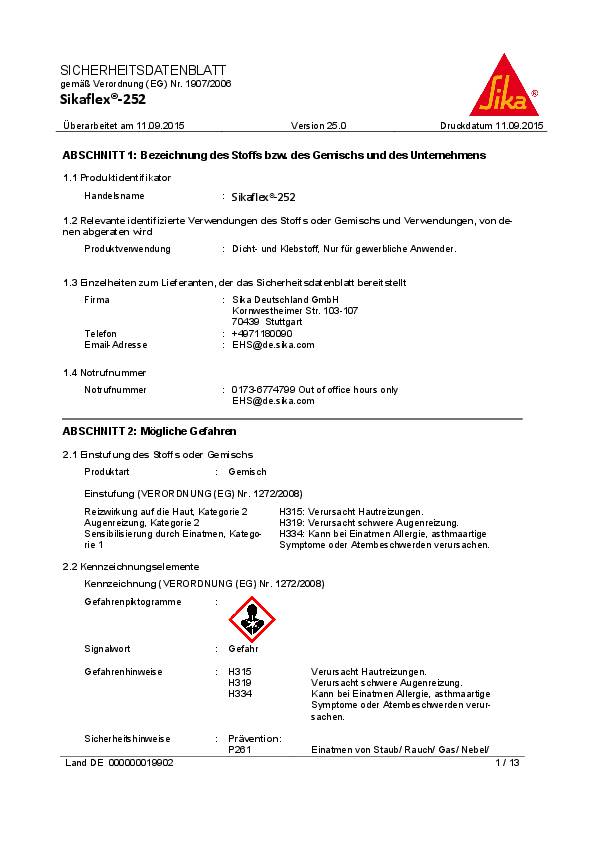 Sikaflex-252 300ml Kart. weiss (MDI)