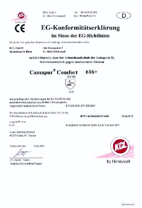 Handschuhe Camapur Comfort 616 Gr.7 weiß EN 388 PSA II 10 PA