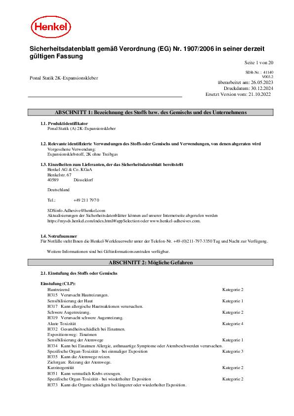 2K-Expansionskleber Statik 165g Kartusche PONAL