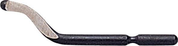 Eine Nahaufnahme eines zylindrischen schwarzen Stabes oder Kabels vor einem weißen Hintergrund, die Textur und Krümmung zeigt.